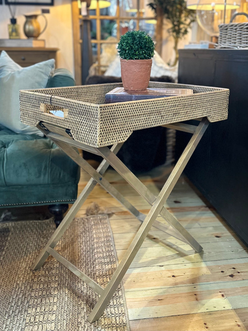 Rattan Tray on Stand