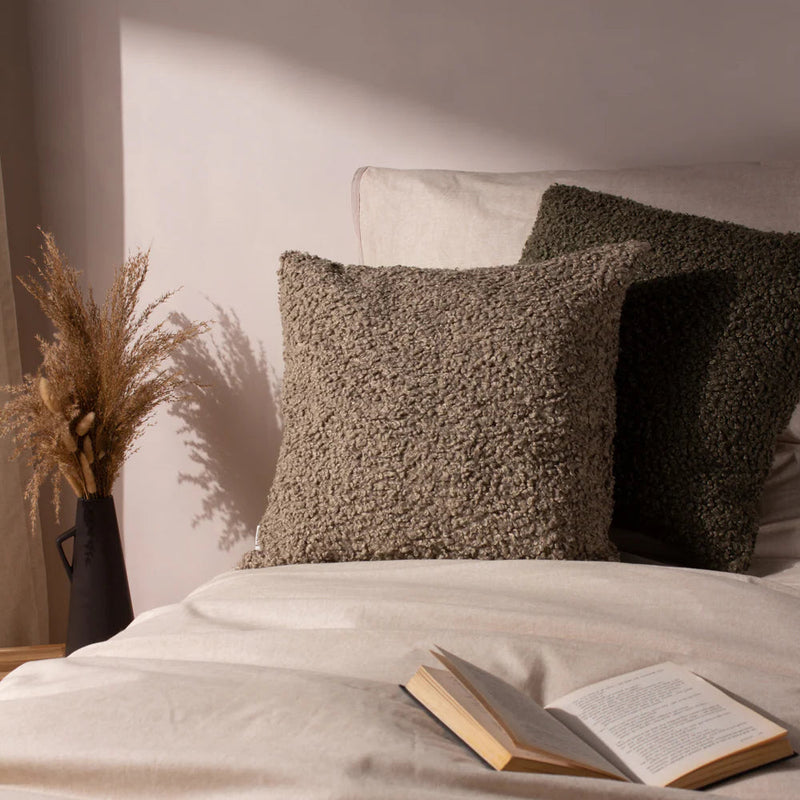 Taupe Boucle Chunky Cushion 55x55cm