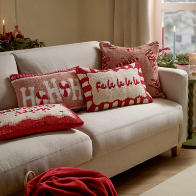 'Fa La La' Red & White Cushion 30x50cm