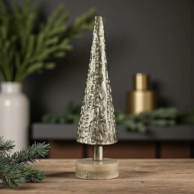 Gold Aluminium Dimpled Tree Ornament