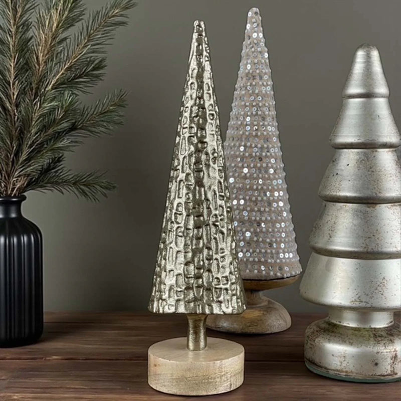 Gold Aluminium Dimpled Tree Ornament