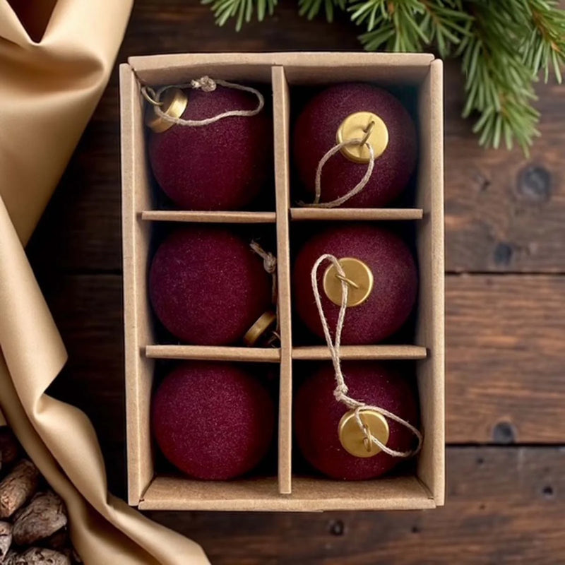 S/6 Wine Felt Baubles