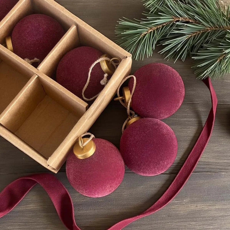 S/6 Wine Felt Baubles