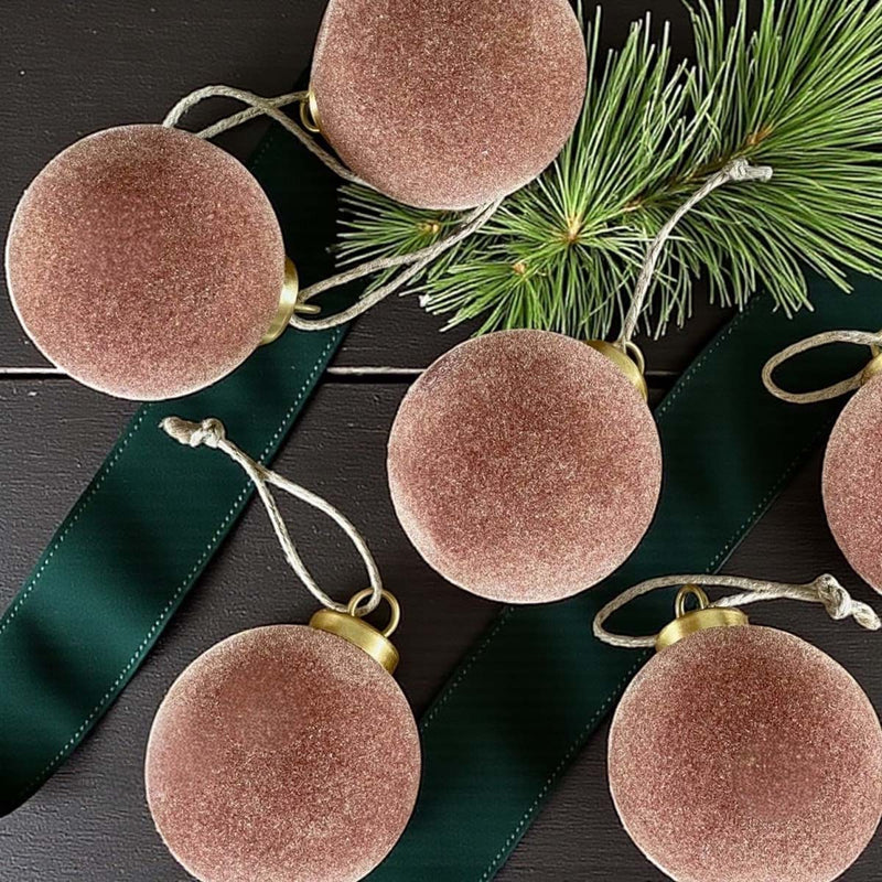 S/6 Amber Felt Baubles