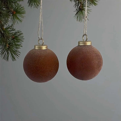 S/6 Amber Felt Baubles