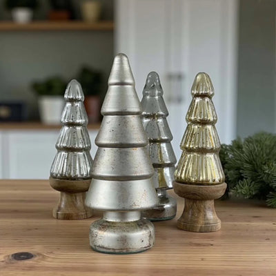 Matte Aged Silver Glass Tree Ornament