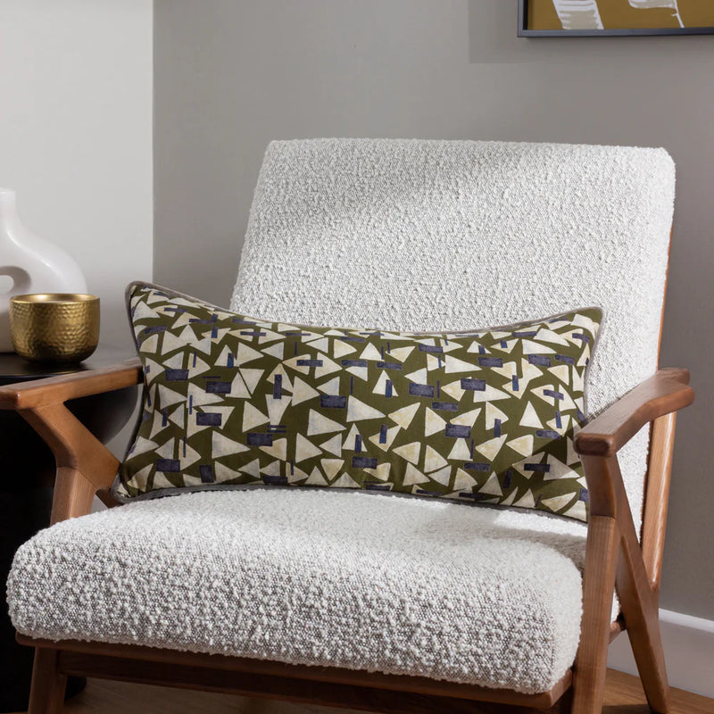Khaki Abstract Cushion 30x60cm