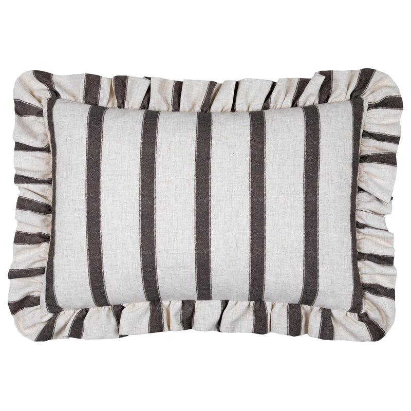Striped Chocolate Ruffle Cushion