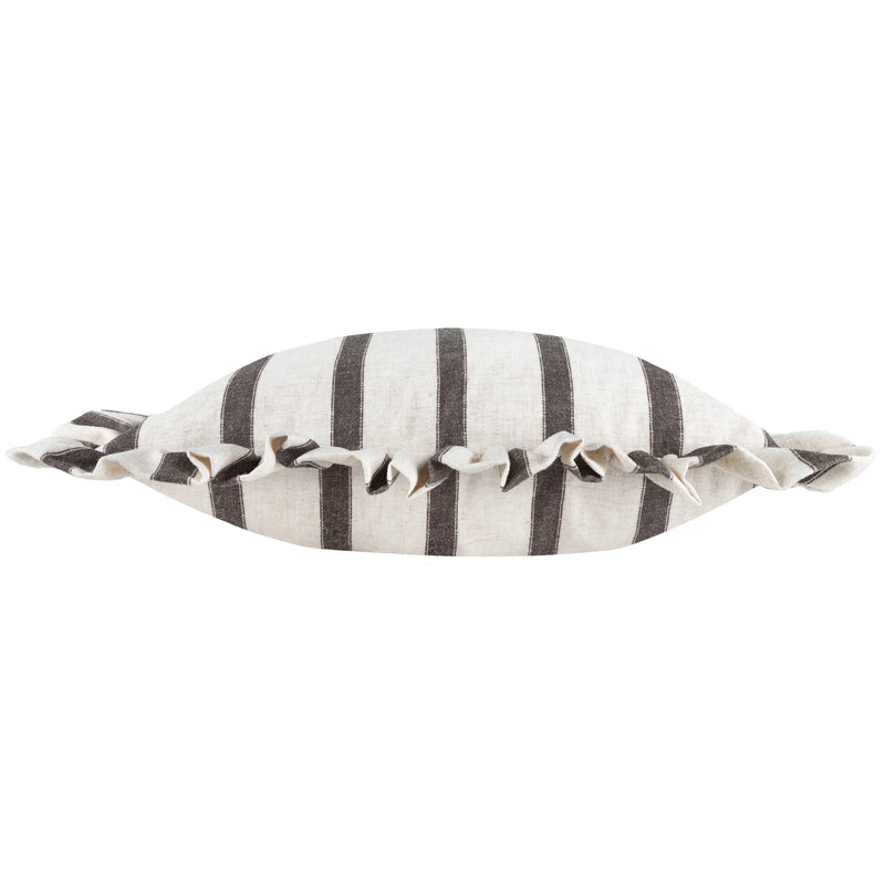 Striped Chocolate Ruffle Cushion