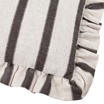 Striped Chocolate Ruffle Cushion