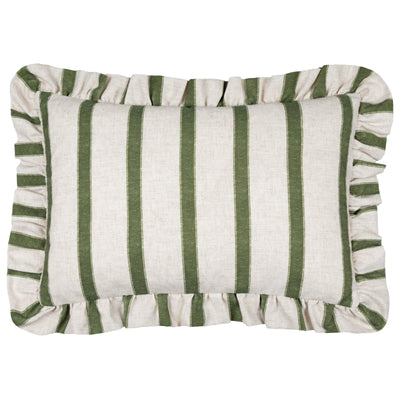 Striped Moss Ruffle Cushion 35x50cm