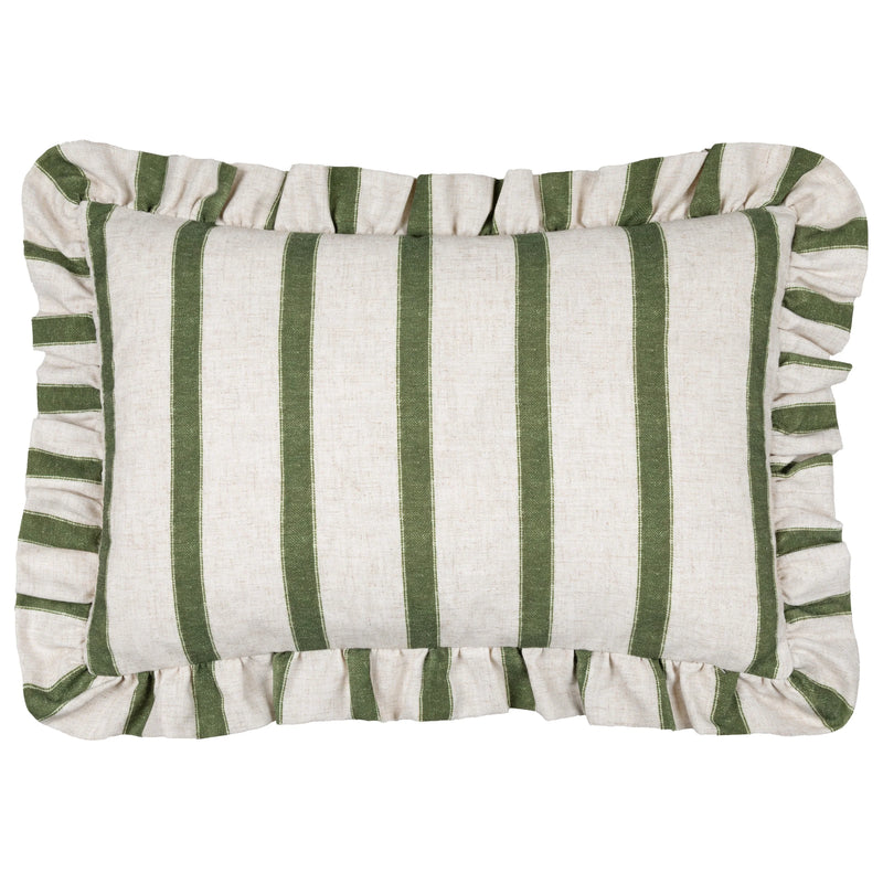 Striped Moss Ruffle Cushion 35x50cm