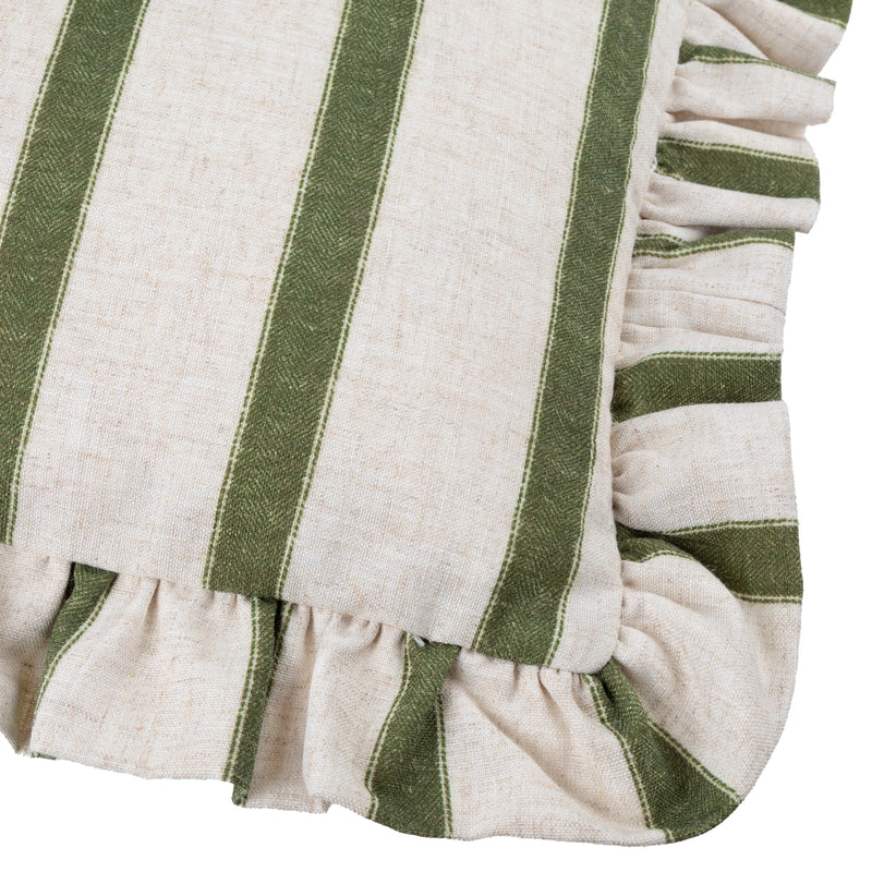 Striped Moss Ruffle Cushion 35x50cm