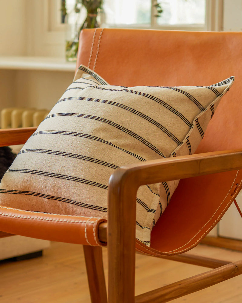 Square Natural Stripe Cushion