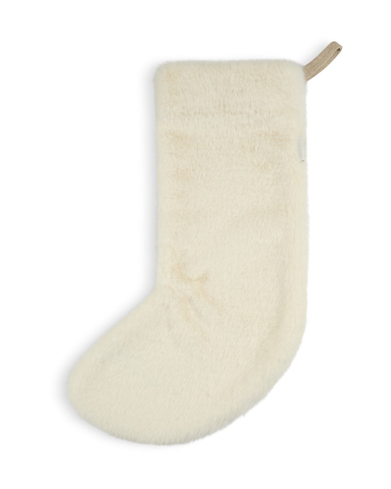 Ivory Faux Fur Christmas Stocking