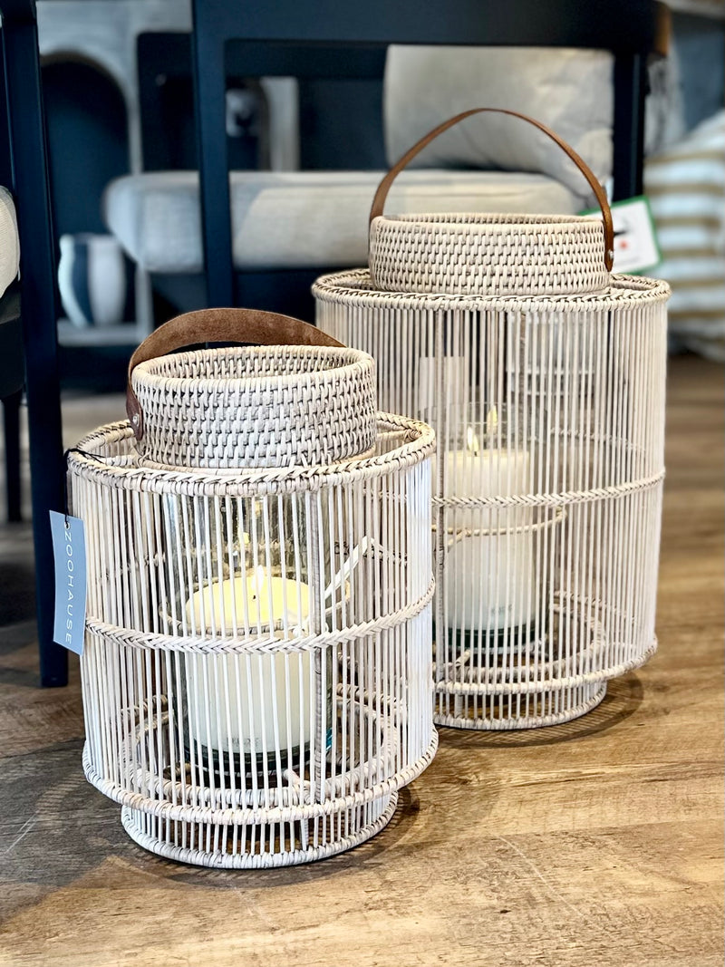 Medium Bamboo & Glass Lantern