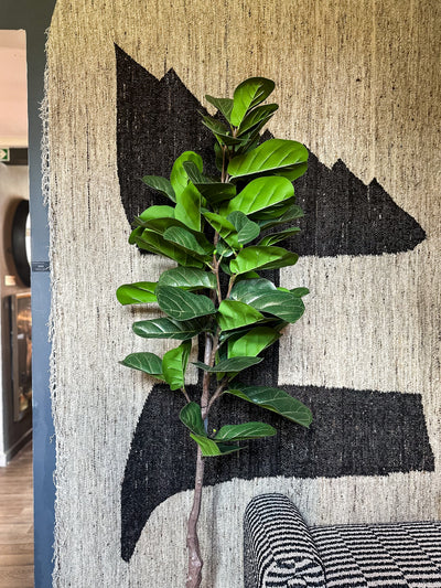 Faux Ficus Lyrata Plant In Black Pot