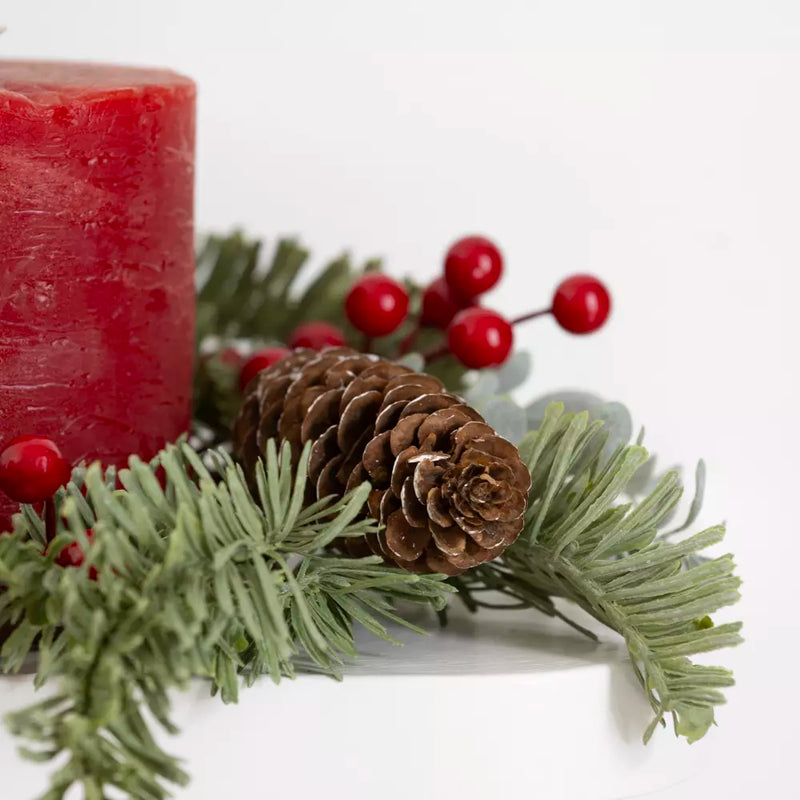 Red Berries, Pinecone & Spruce Candle Ring