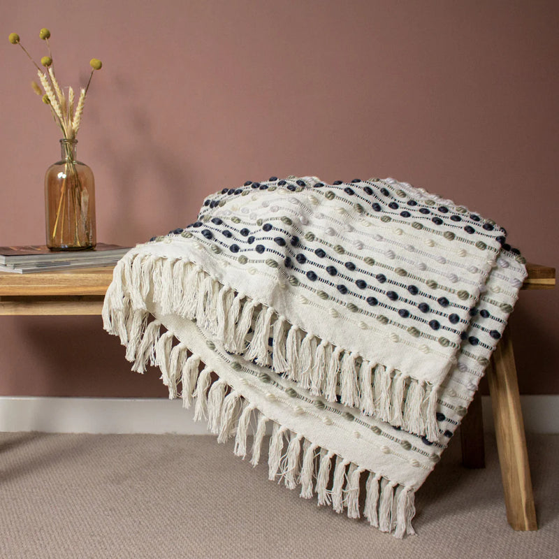 Grey Stripe Woven Throw