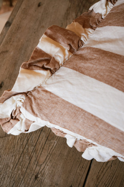 60x60cm Terracotta Linen Striped Cushion