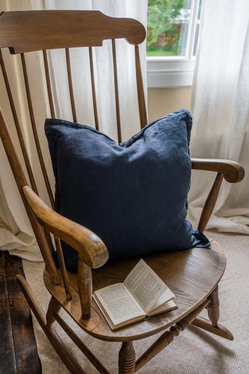 Navy Linen Cushion 50x50