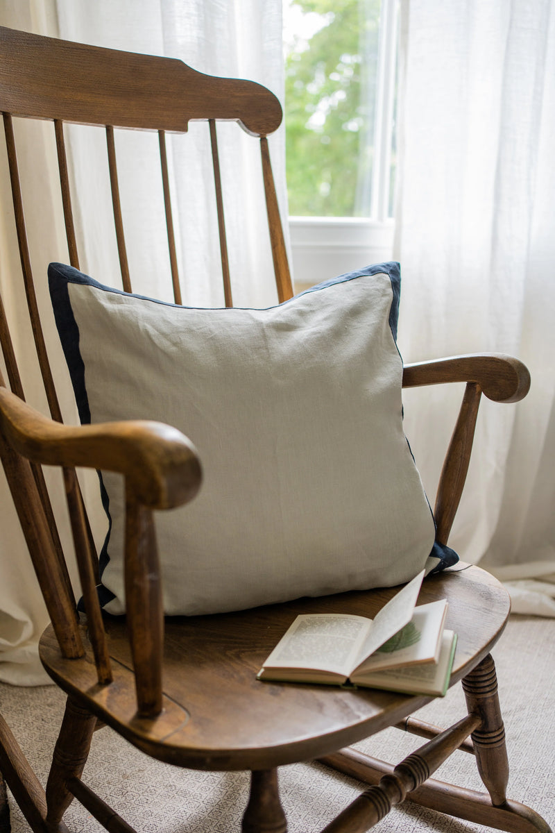 50x50cm Linen Navy Edged Cushion