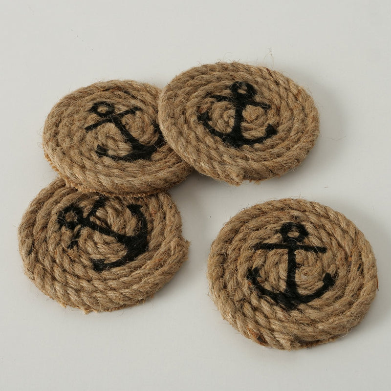 Set of 2 Anchor Jute Coasters