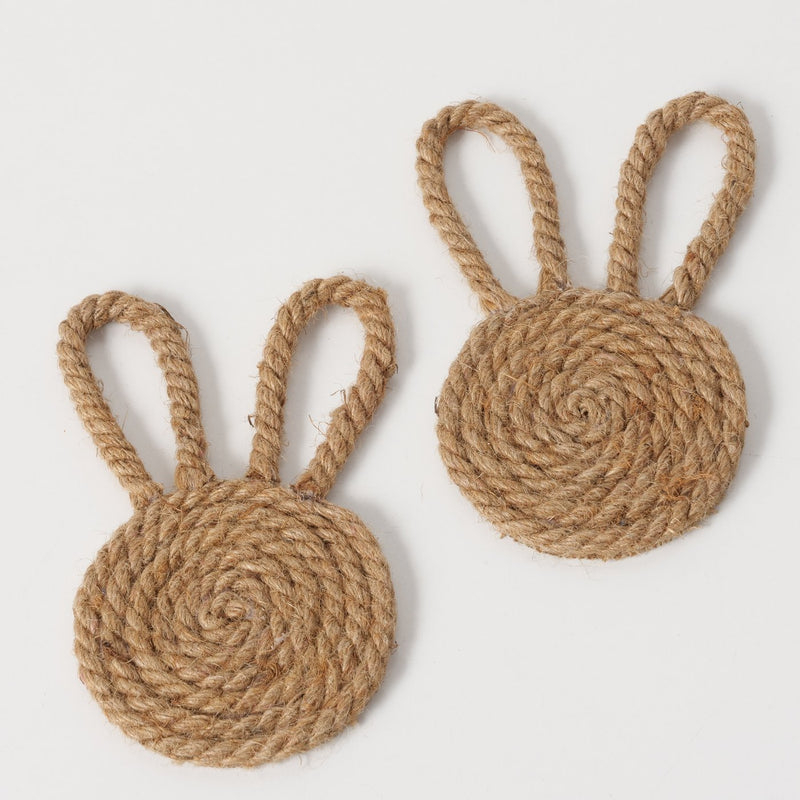 S/2 Jute Bunny Ear Coasters