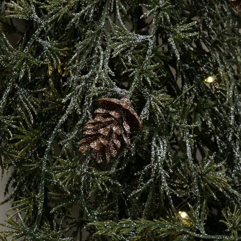 Lit Hanging Wreath With Natural Bow