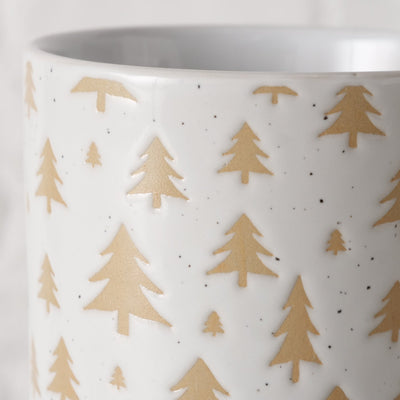 White & Beige Tree Patterned Mug