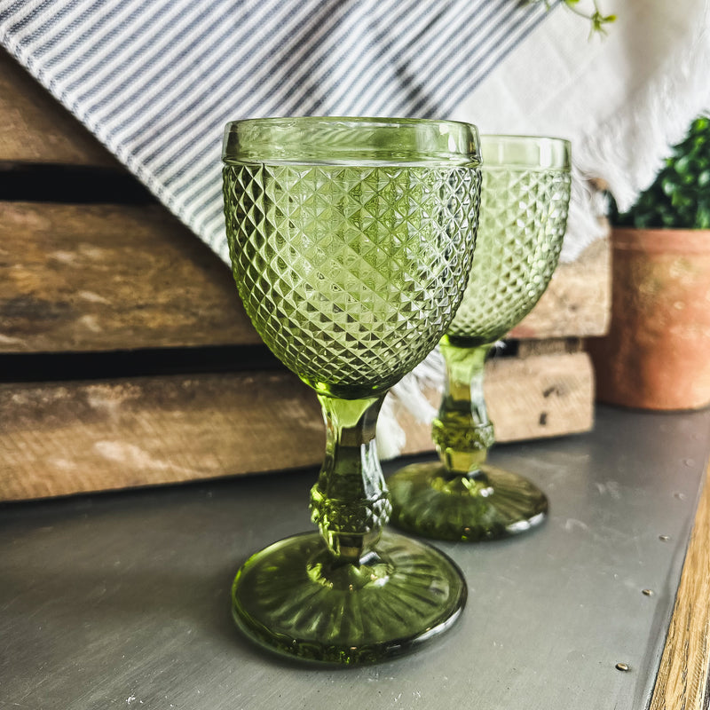 Olive Textured Wine Glass