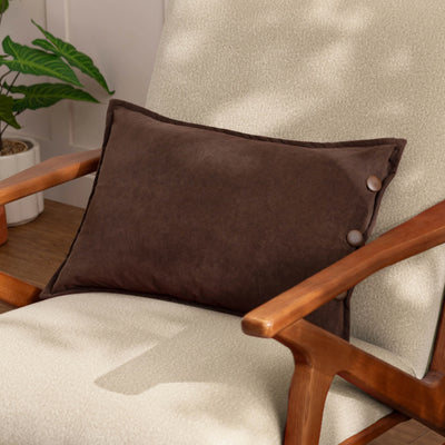 Brown Washed Velvet 30x50cm Cushion