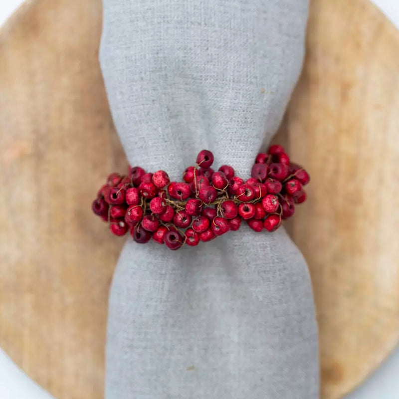 Red Berries Wooden Napkin Ring