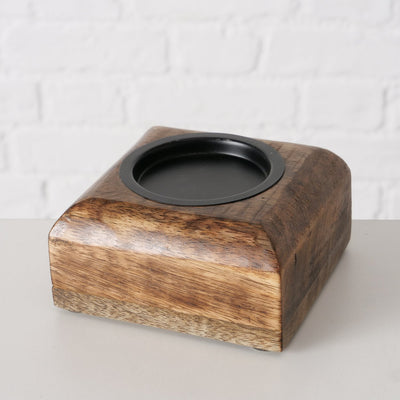 Set of 2 Square Wood Tealight Holders