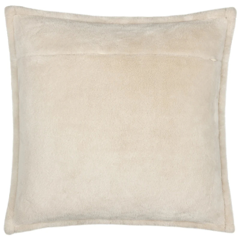 Festive Print Natural Velvet & Faux Fur Cushion 50x50cm