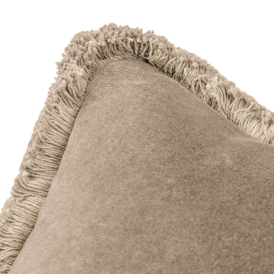 45x45 Taupe Velvet Fringed Edge Cushion