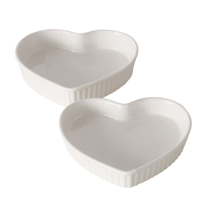 S/2 White Heart Shaped Baking Pans