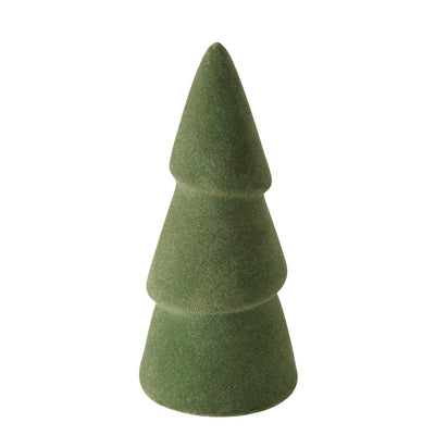 18cm Green Flocked Decorative Tree