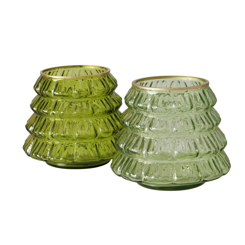 S/2 Green Tealight Holders