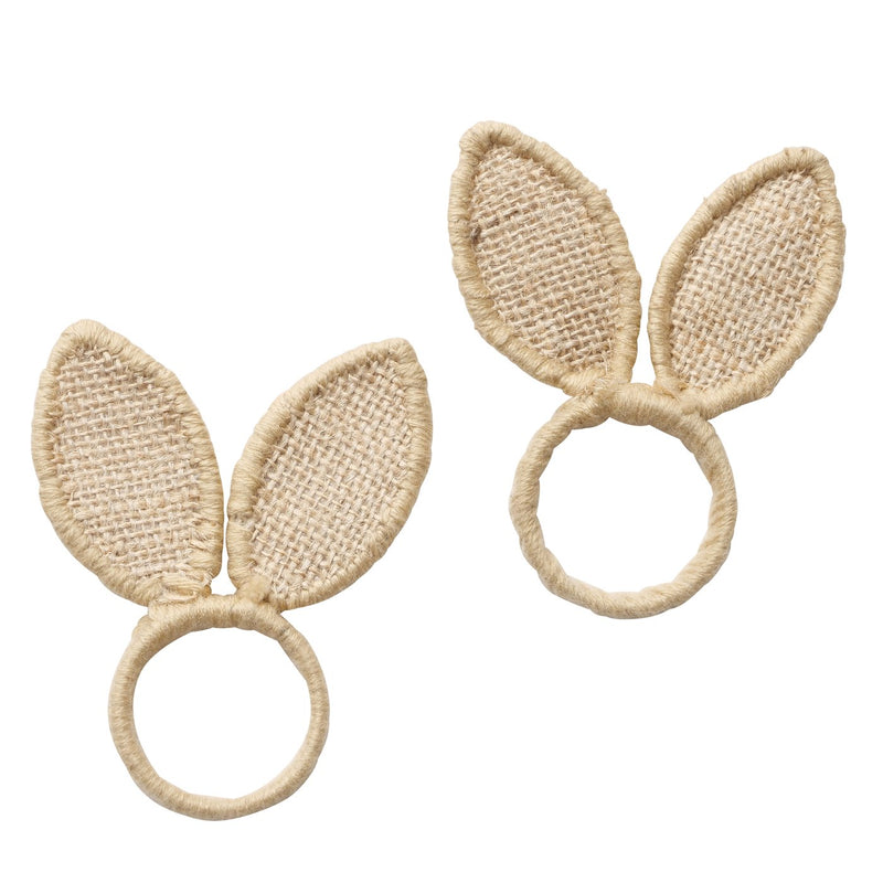 S/2 Jute Rabbit Ear Napkin Rings