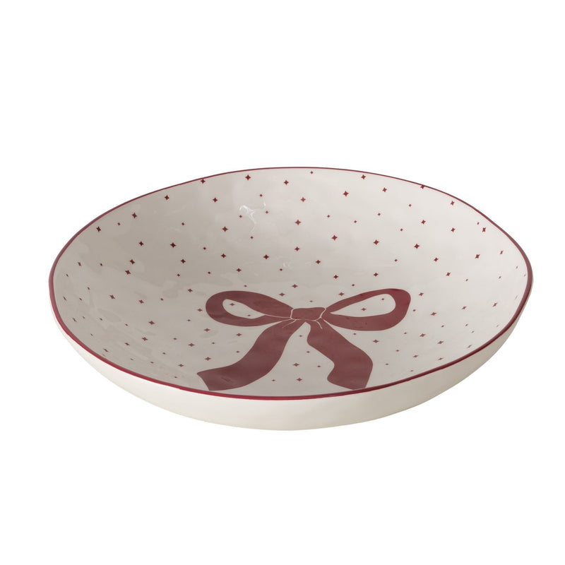 Red Bow Glazed Large Bowl