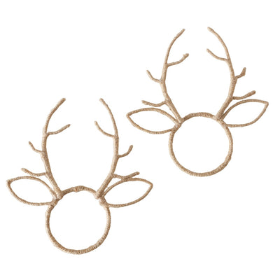 S/2 Natural Jute Reindeer Napkin Rings