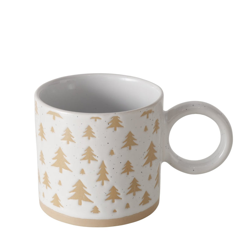 White & Beige Tree Patterned Mug