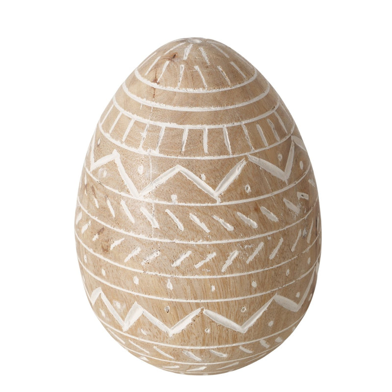 10cm Wood Patterned Egg Decoration