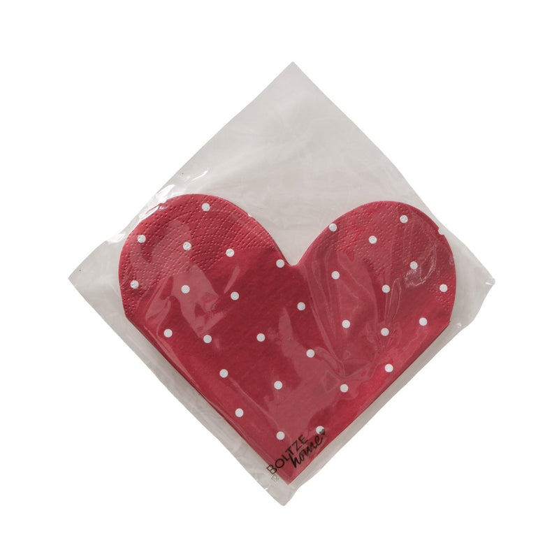 12 Pack Red Heart Shaped Napkins