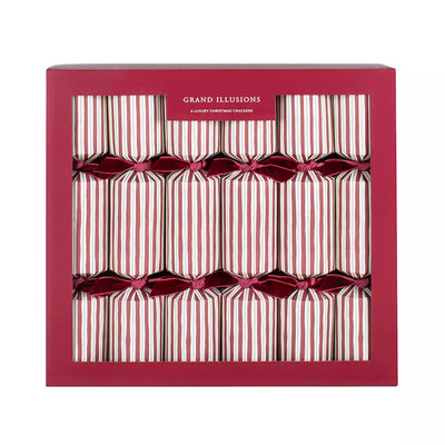 S/6 Red & White Striped Christmas Crackers
