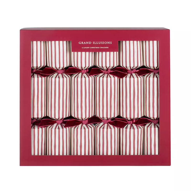 S/6 Red & White Striped Christmas Crackers