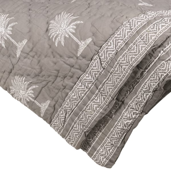 Grey Palm Bedspread