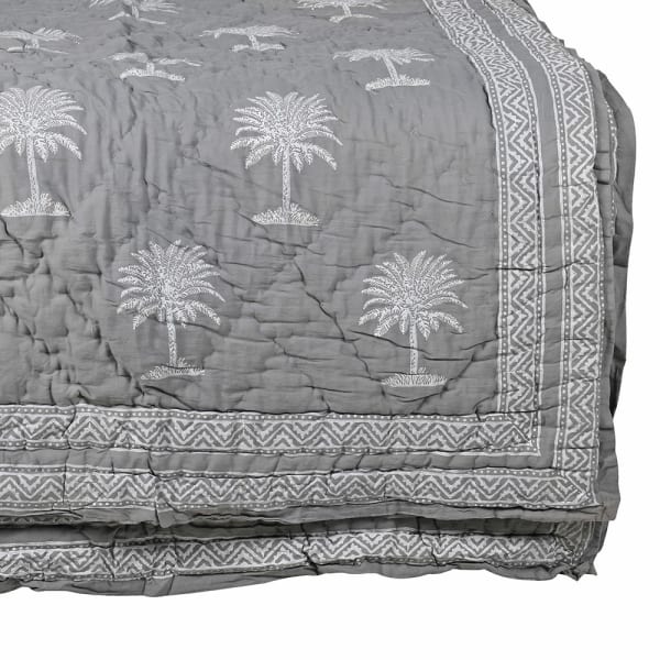 Grey Palm Bedspread