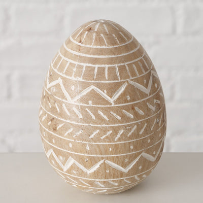 10cm Wood Patterned Egg Decoration